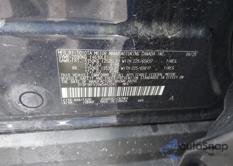 2025 Toyota Rav4 Xle z USA, uszkodzony, nr VIN 2T3P1RFV3SW544204